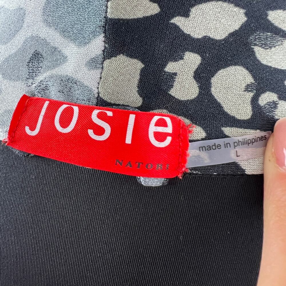 Josie Natori Black Robe Leopard Print Open Front … - image 7